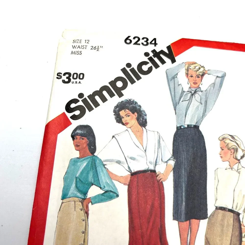 Simplicity Vintage 1980's Pattern #6234 Misses Set‎ of Slim Skirts Size 12